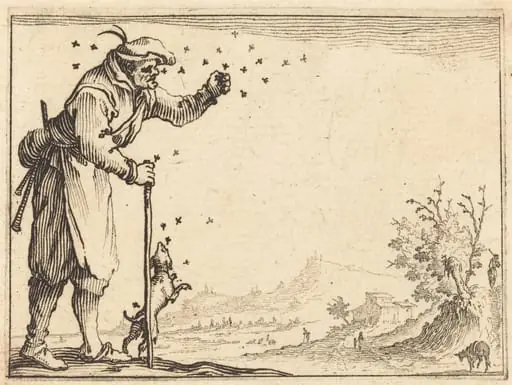 Peasant Attacked by Bees, by Jacques Callot