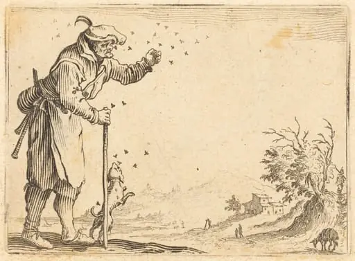 Peasant Attacked by Bees, by Jacques Callot