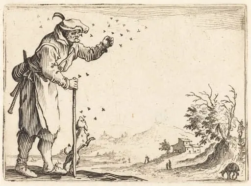 Peasant Attacked by Bees, by Jacques Callot