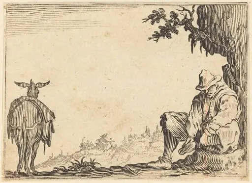 Peasant Removing His Shoe, by Jacques Callot