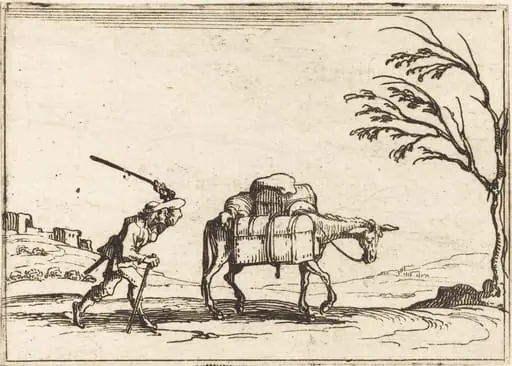 Peasant Whipping his Donkey, by Jacques Callot