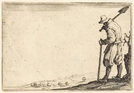 Peasant with Shovel on His Shoulder, by Jacques Callot