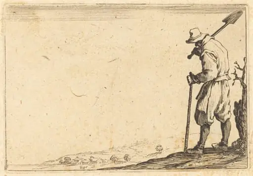 Peasant with Shovel on His Shoulder, by Jacques Callot