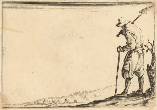 Peasant with Shovel on His Shoulder, by Jacques Callot