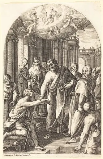 Peter and John Healing the Lame, by Jacques Callot