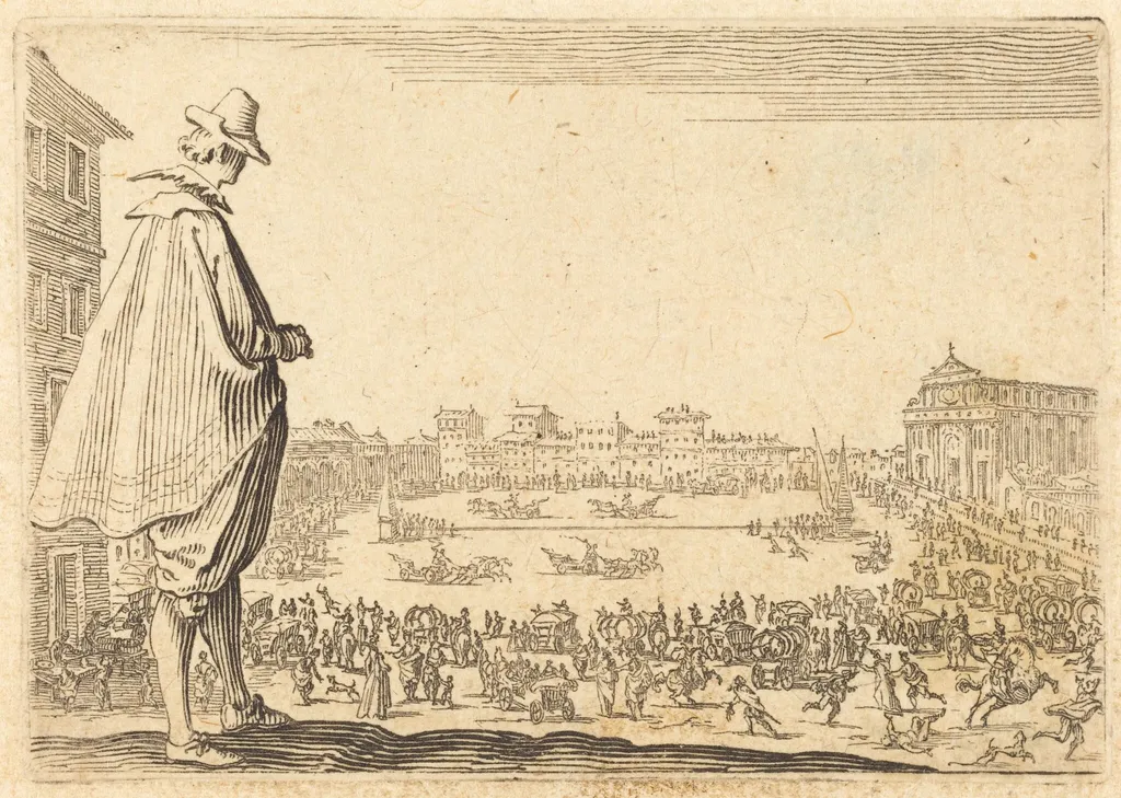 Piazza Santa Maria Novella, Florence, by Jacques Callot, ink, 1622