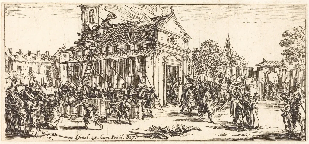 Pillaging a Monastery, by Jacques Callot, ink, 1633