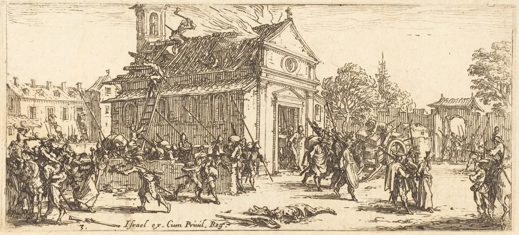 Pillaging a Monastery, by Jacques Callot, ink, 1633