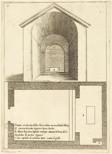Plan and Elevation of the Church near the House of Caiaphas, by Jacques Callot