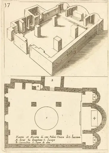 Plan and Elevation of the Church of S. Iacoma, by Jacques Callot