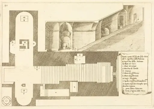Plan and Part of the Elevation of the Church of the Holy Sepulchre of the Madonna, by Jacques Callot