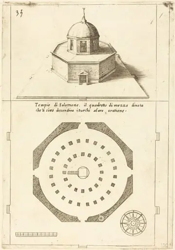 Plan and Rendering of the Temple of Solomon, by Jacques Callot