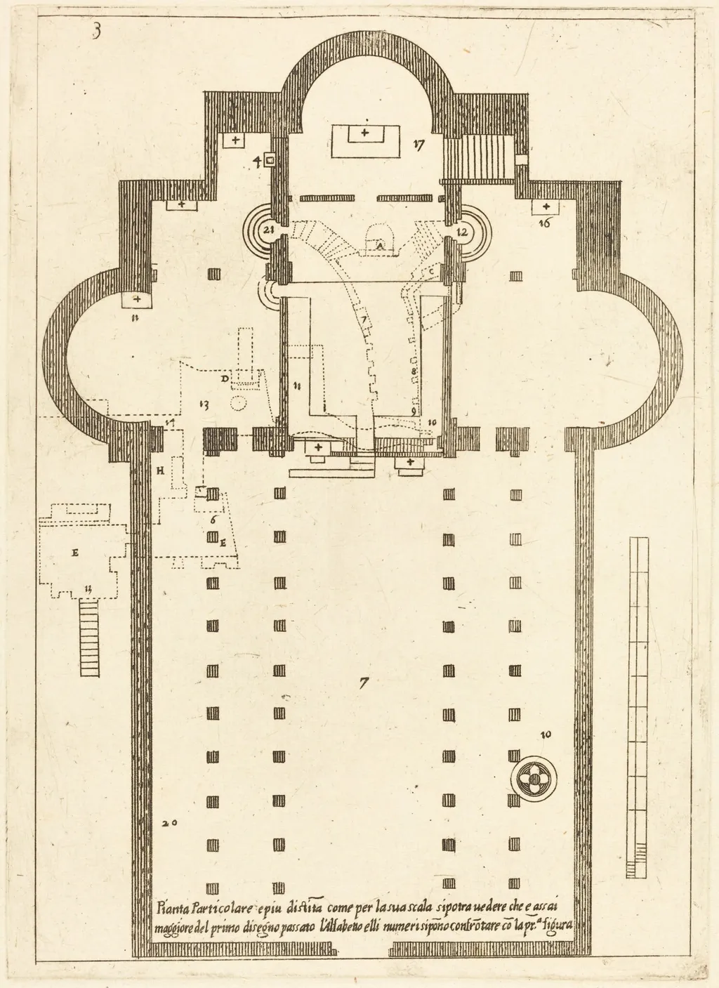 Plan of the Church of the Holy Manger, by Jacques Callot, ink, 1619