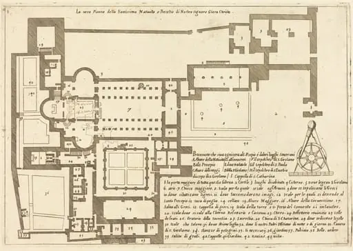 Plan of the Church of the Holy Nativity, by Jacques Callot