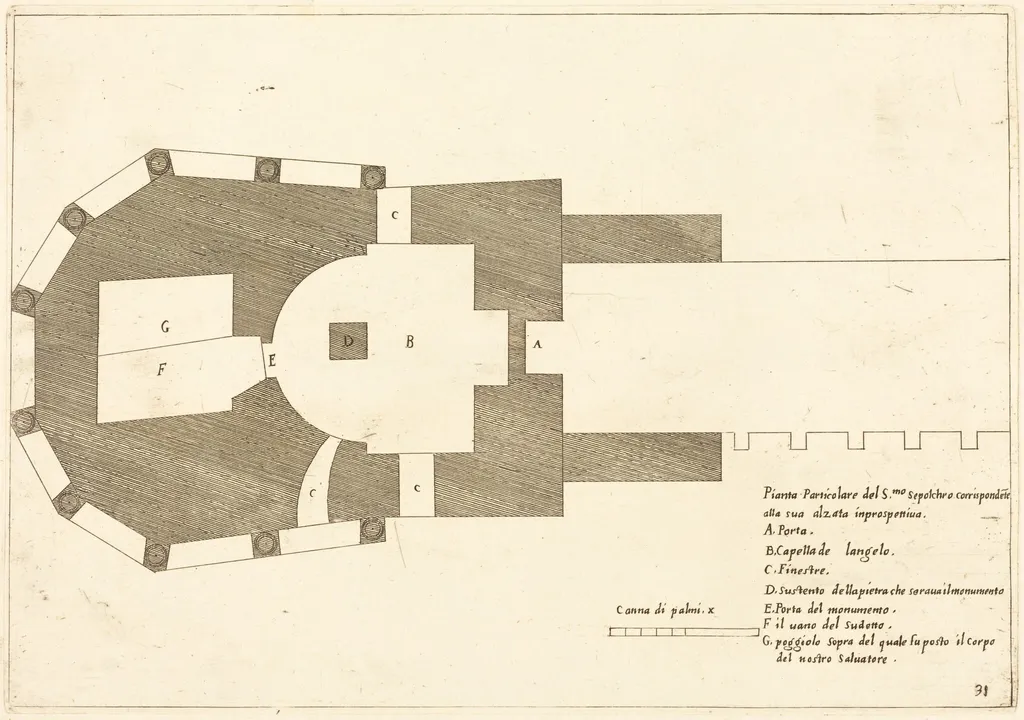 Plan of the Church of the Holy Sepulchre, by Jacques Callot, ink, 1619