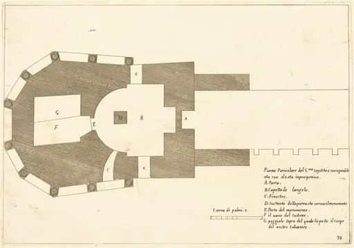 Plan of the Church of the Holy Sepulchre, by Jacques Callot