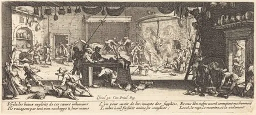 Plundering a Large Farmhouse, by Jacques Callot