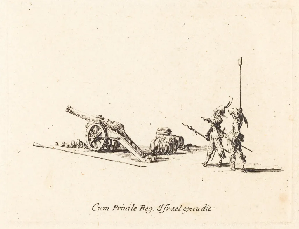 Preparing to Fire the Cannon, by Jacques Callot, ink, 1634