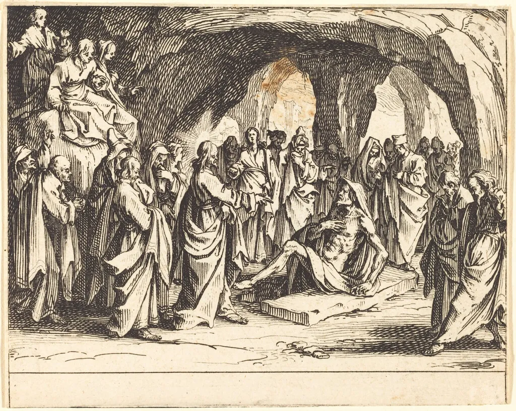 Raising of Lazarus, by Jacques Callot, ink, 1635