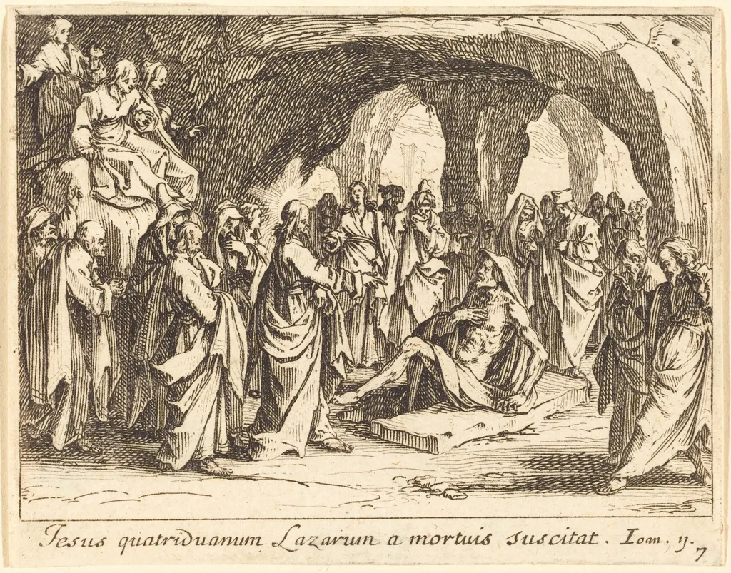 Raising of Lazarus, by Jacques Callot, ink, 1635