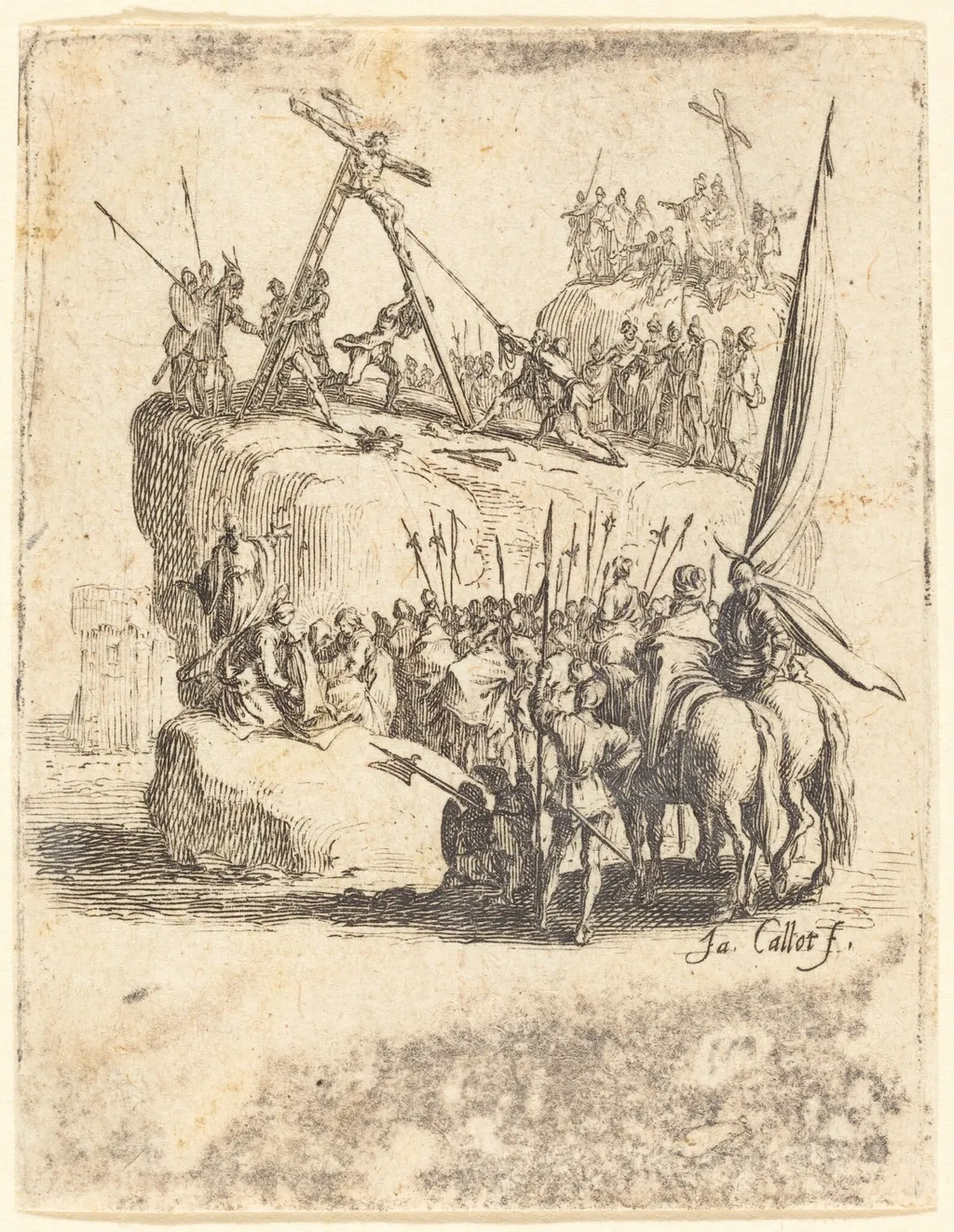 Raising of the Cross, by Jacques Callot, ink, 1624