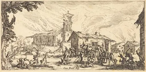 Ravaging and Burning a Village, by Jacques Callot