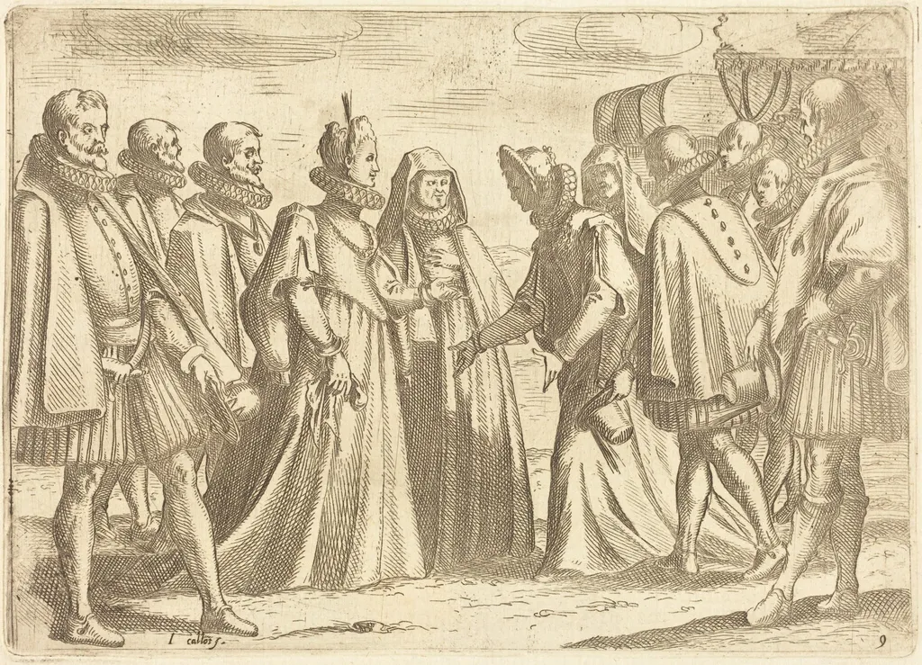 Reception at Mantua, by Jacques Callot, ink, 1612