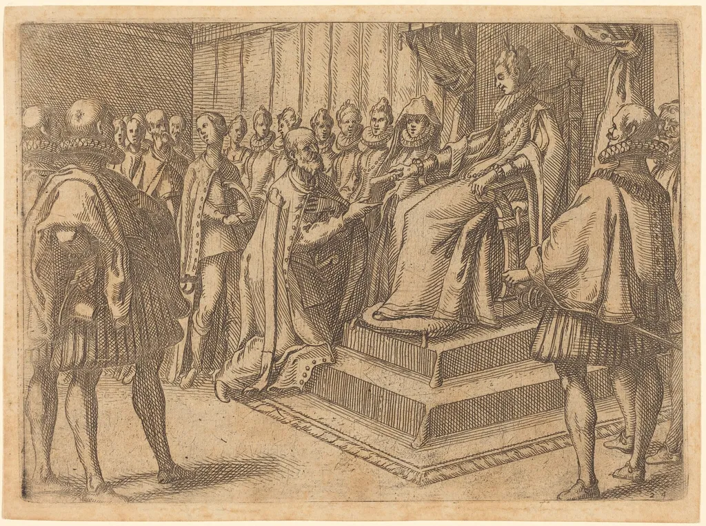 Reception of the Envoy of Poland, by Jacques Callot, ink, 1612
