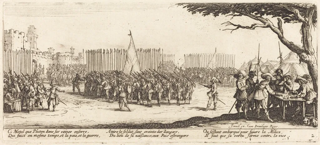 Recruitment of Troops, by Jacques Callot, ink, 1633