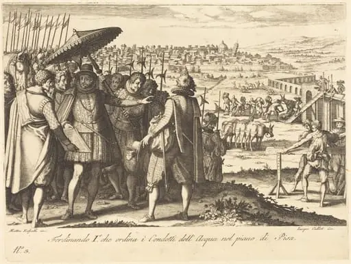 Restoration of the Aqueduct at Pisa, by Jacques Callot