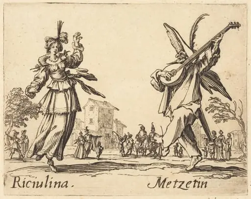 Riciulina and Metzetin, by Jacques Callot