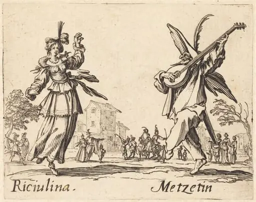 Riciulina and Metzetin, by Jacques Callot
