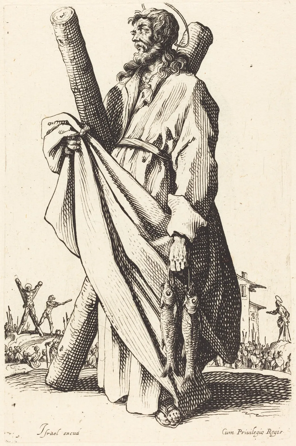 Saint Andrew, by Jacques Callot, ink, 1631
