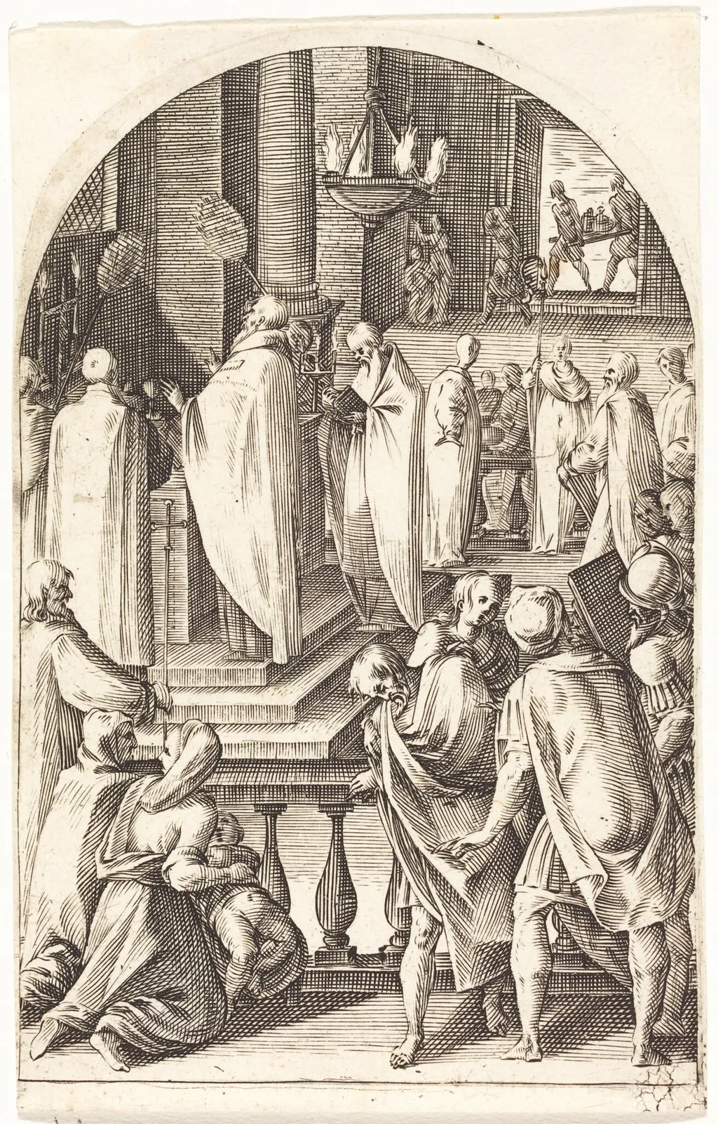 Saint Basil Celebrating the Mass, by Jacques Callot, ink, 1610