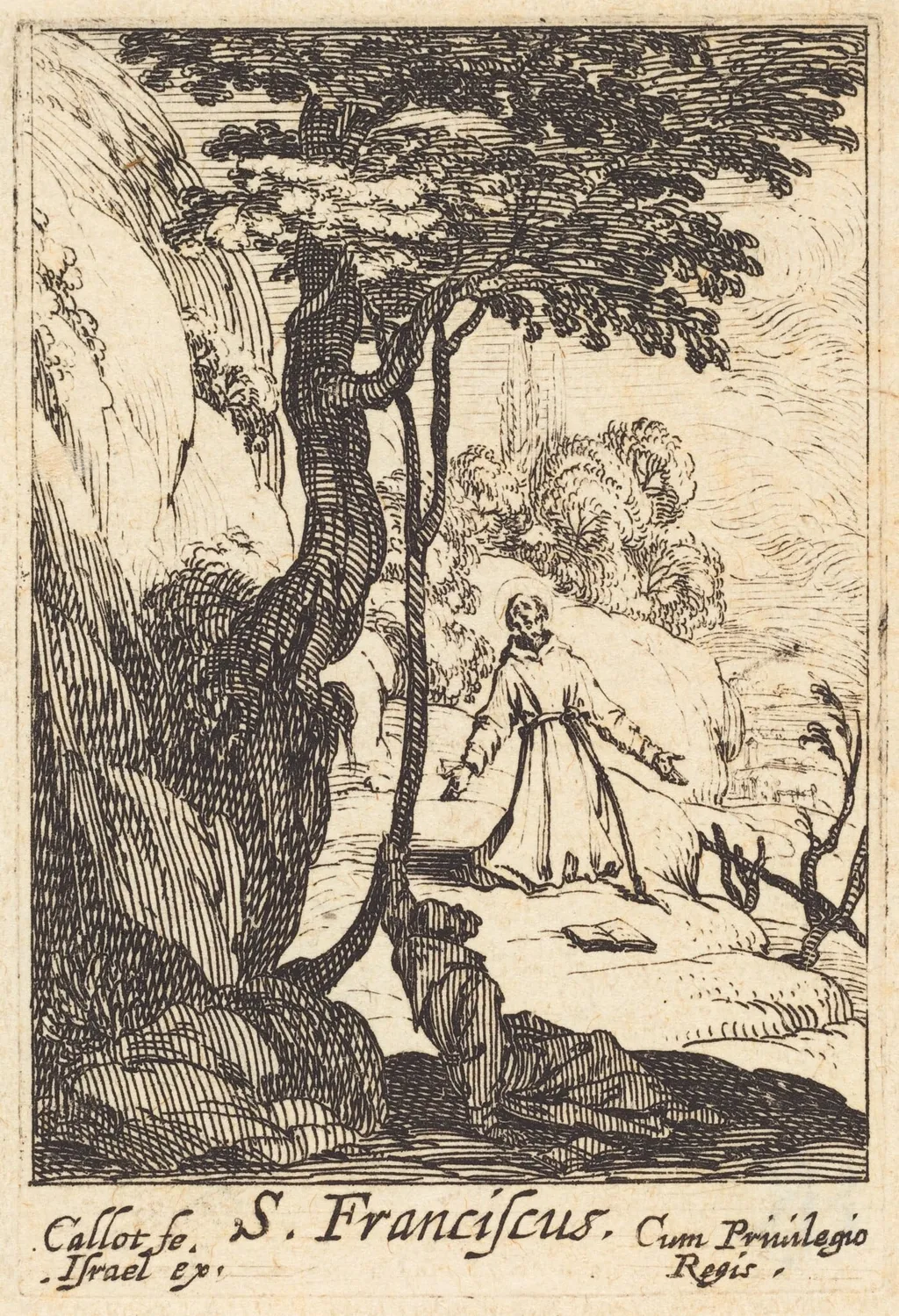 Saint Francis, by Jacques Callot, ink, 1632