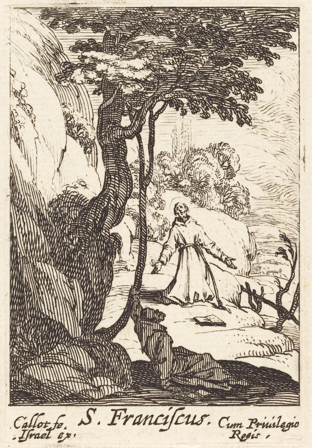 Saint Francis, by Jacques Callot, ink, 1632