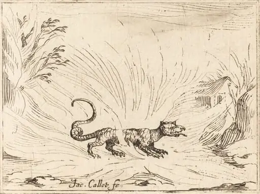 Salamander Surrounded by Flames, by Jacques Callot