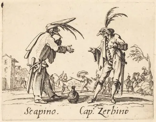 Scapino and Cap. Zerbino, by Jacques Callot