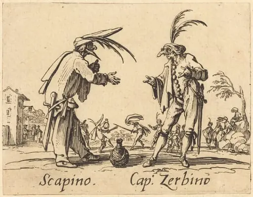 Scapino and Cap. Zerbino, by Jacques Callot