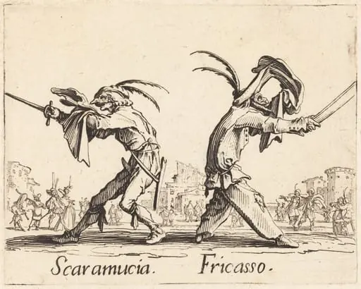 Scaramucia and Fricasso, by Jacques Callot