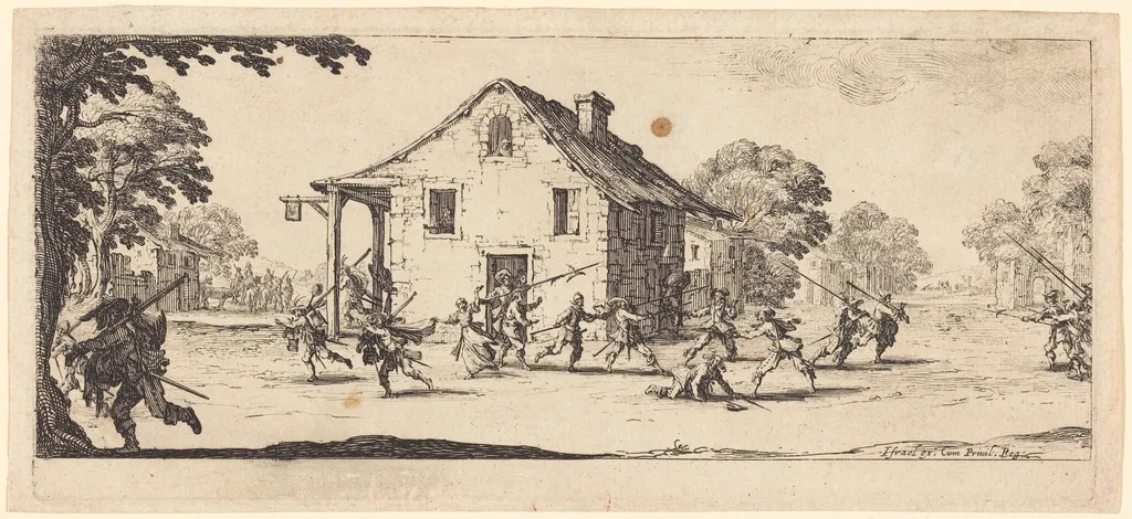 Scene of Pillage, by Jacques Callot, ink, 1633