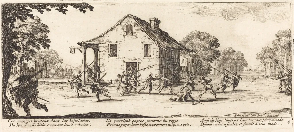 Scene of Pillage, by Jacques Callot, ink, 1633
