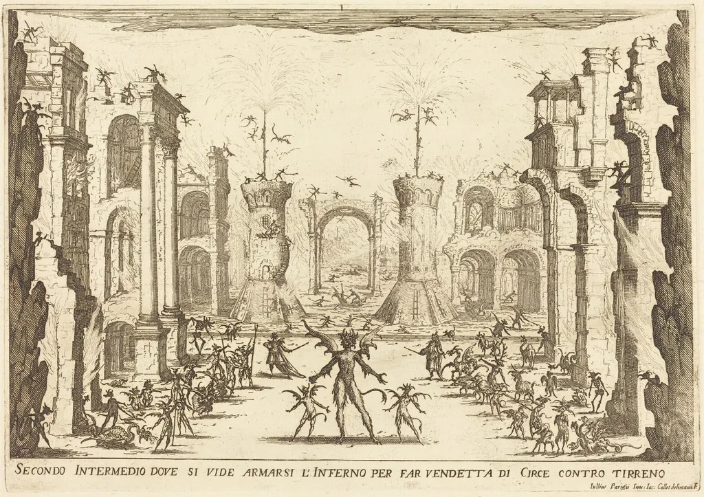 Second Intermezzo, by Jacques Callot, ink, 1617