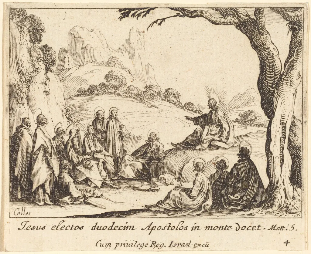 Sermon on the Mount, by Jacques Callot, ink, 1635