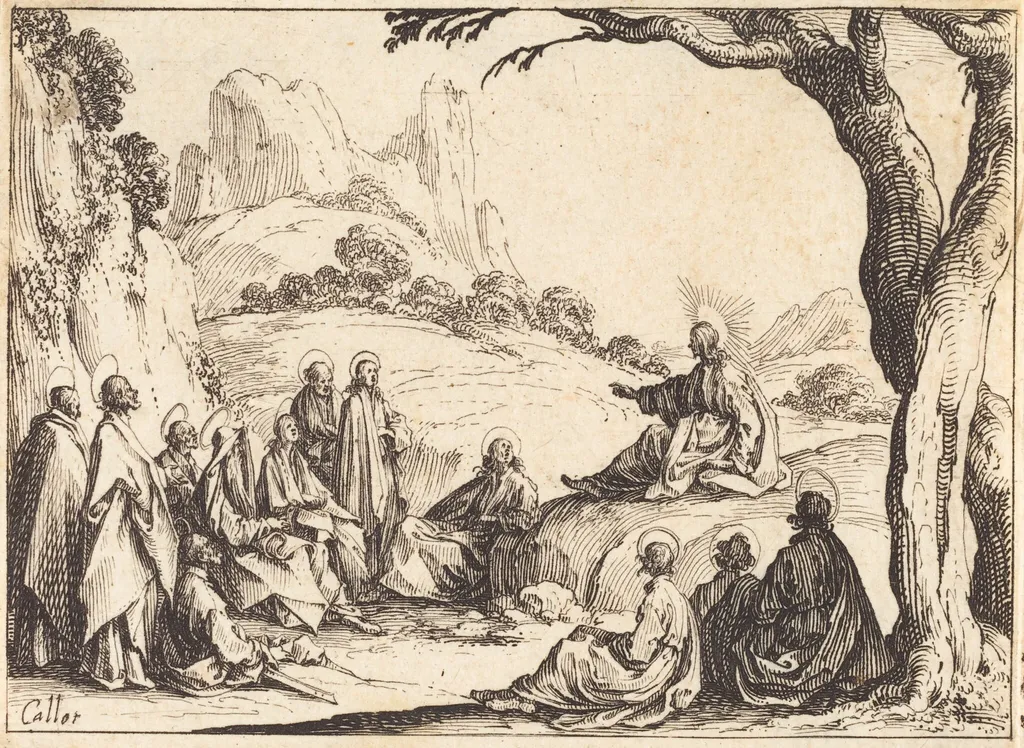 Sermon on the Mount, by Jacques Callot, ink, 1635