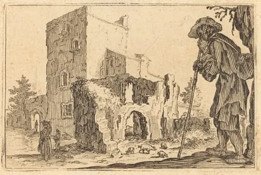 Shepherd and Ruins, by Jacques Callot