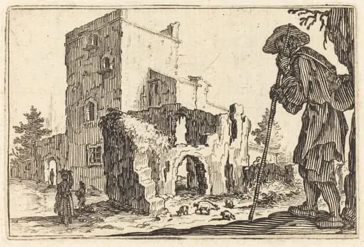Shepherd and Ruins, by Jacques Callot