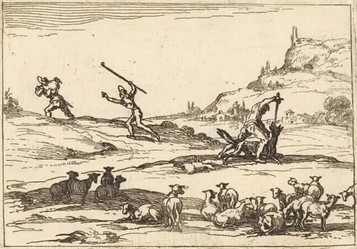 Shepherds Defending their Herds, by Jacques Callot