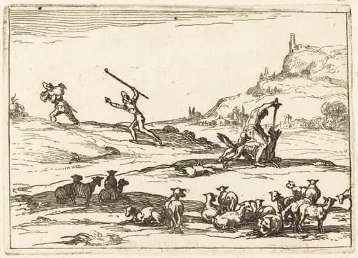 Shepherds Defending their Herds, by Jacques Callot