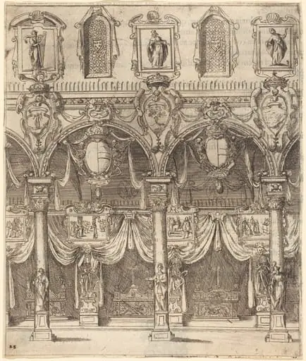 Side Aisle of San Lorenzo, Florence, by Jacques Callot